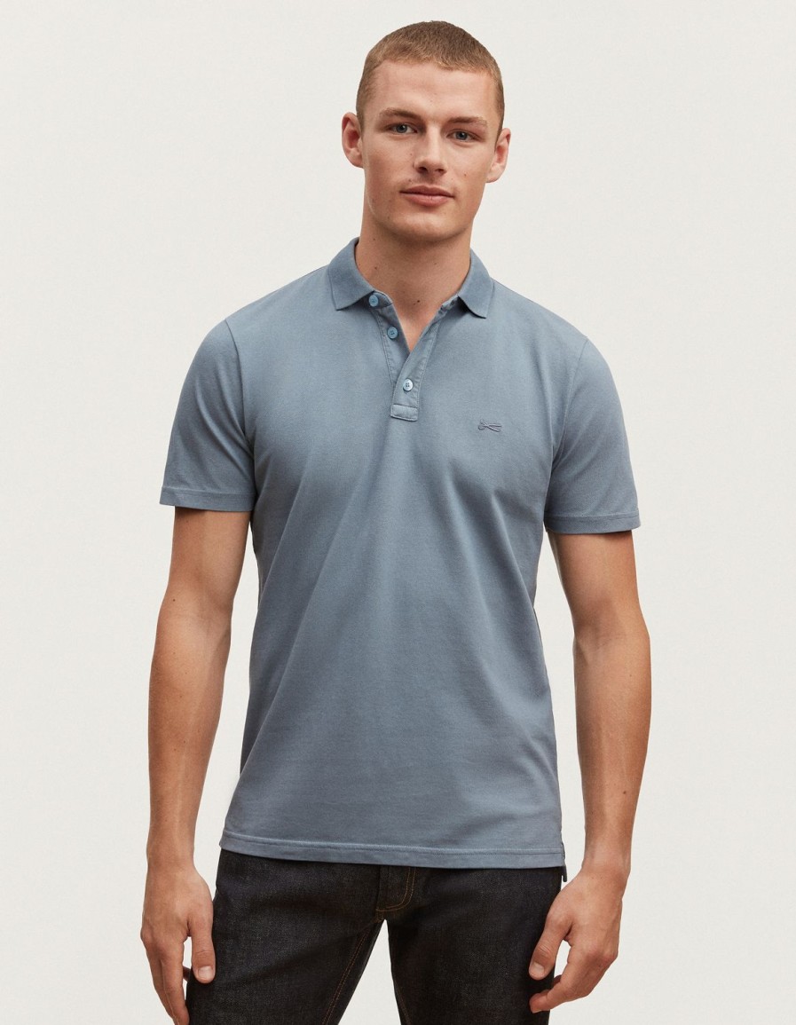 Heren Denham Polo'S | Lupo Polo Stretch Katoen Pique - Slim Fit Vuursteenblauw