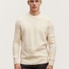 Heren Denham Breisels | Denham Knit Crew Zwaar Katoen - Normale Pasvorm Advocaat Gebroken Wit