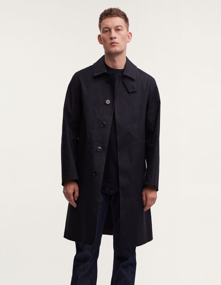 Heren Denham Jassen | Denham X Mackintosh Unisex Regenjas - Handgemaakt Zwart