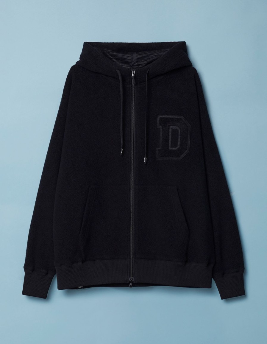 Heren Denham Jassen | Polartec Zip Hoody Warm Fleece - Relaxte Pasvorm Zwart