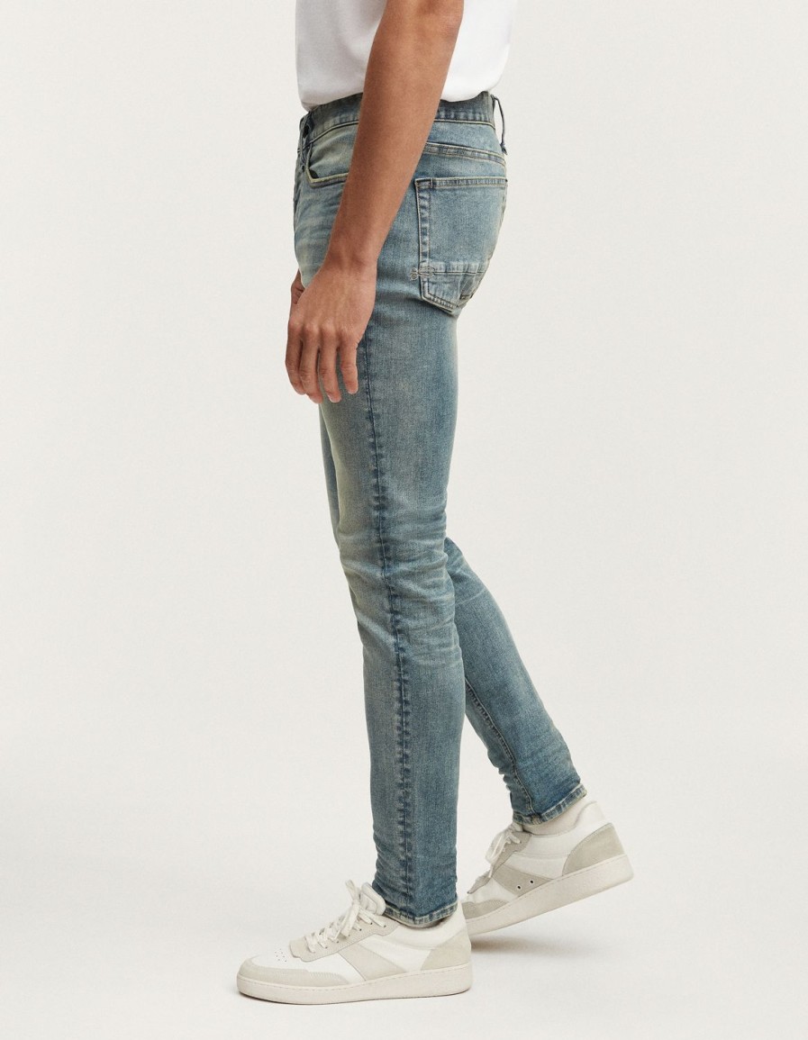 Heren Denham Jeans | Bolt Free Move Versleten Groene Cast - Skinny Fit Middenblauw