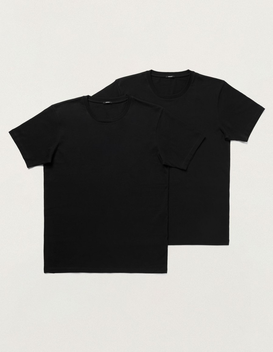 Heren Denham T-Shirts | Onder T-Shirt, Set Van 2 - Slim Fit Zwart